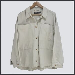 NWT Zara Button Down Denim Oversized Shirt Shacket Jacket